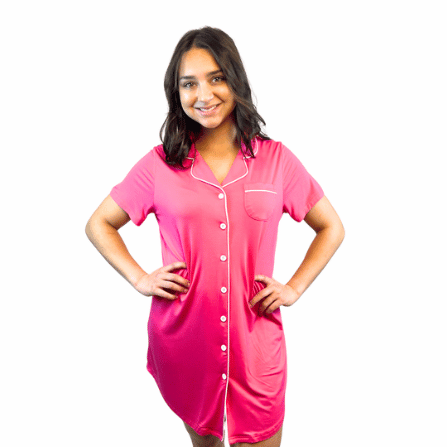 Adaptive Bamboo Nightgown with Velcro Closure for Arthritis and Surgery Recovery